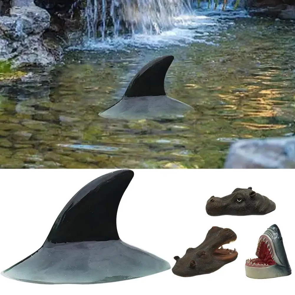 Hippo Head Garden Pond Floating Animal Ornaments Safety Environmentally Shark Back Decorations Friendly Simulation P0I7