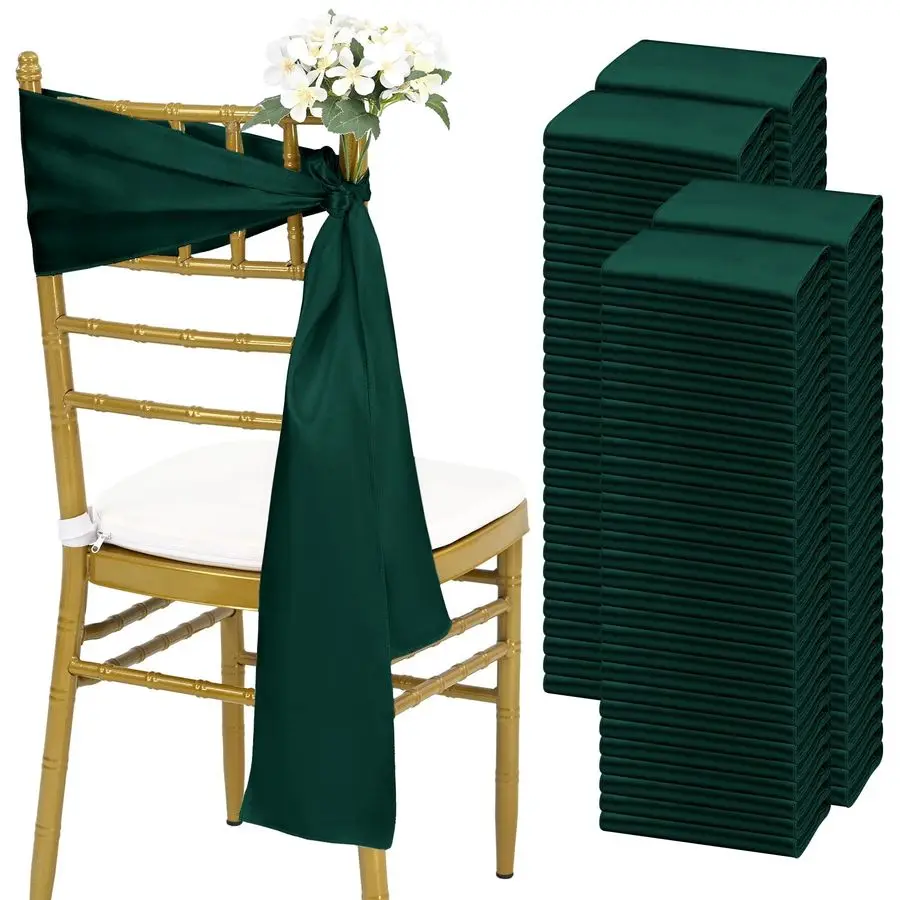 

120 шт. атласные пояса для стульев, повязки для стульев с бантами, пояса для стульев 7x78 дюймов для украшения прохода, универсальный декор чехлов для стульев