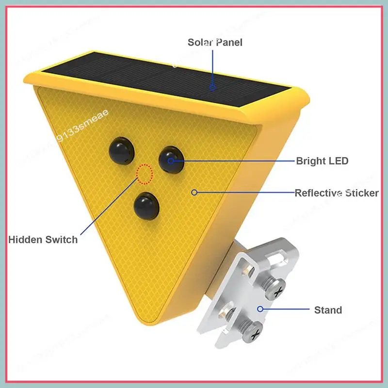 N94R Caution Strobe Lights LED Flashing Safety Light Solar Powered Caution Strobe Lights White