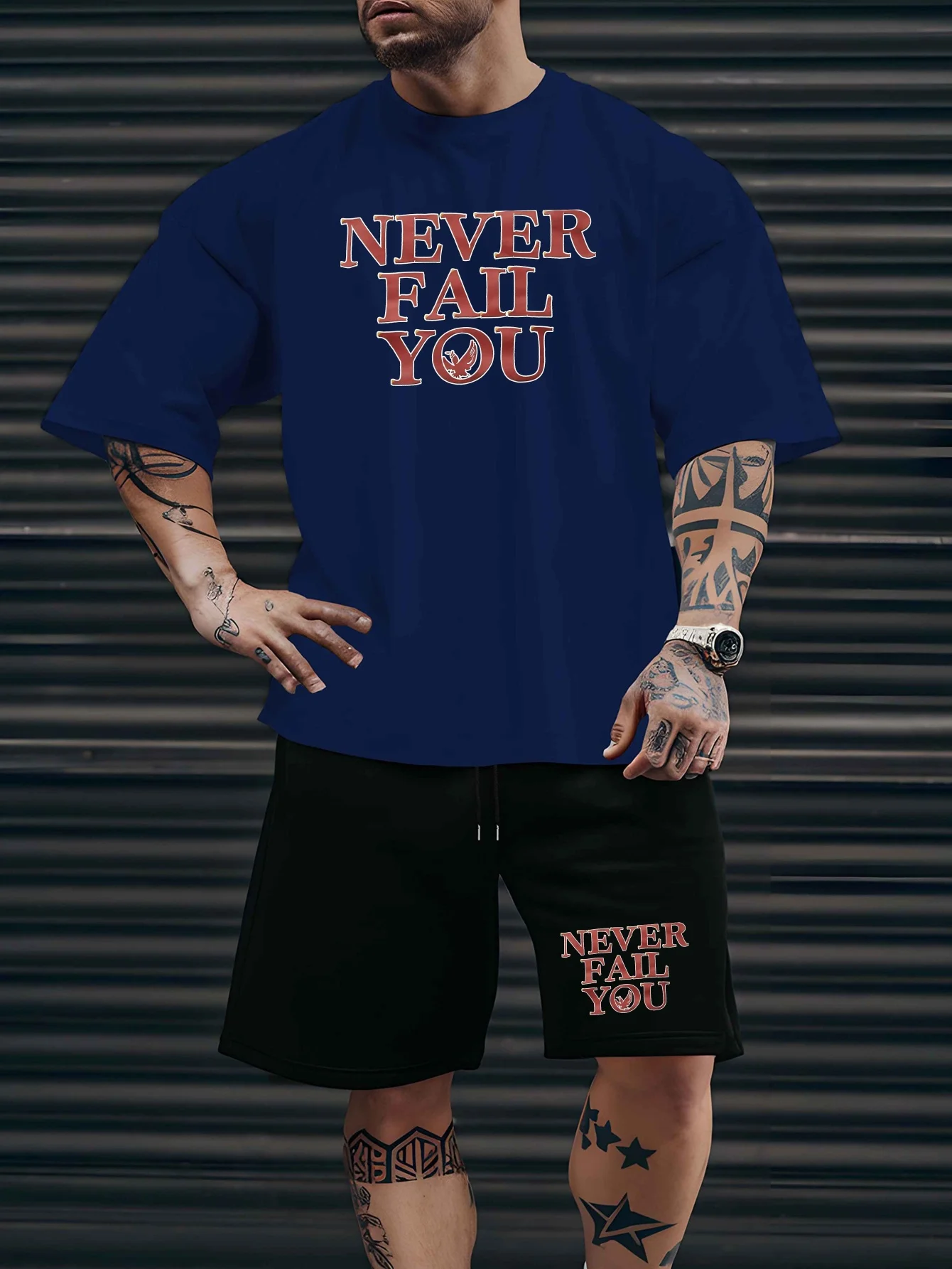 

2025 summer new men's suit casual fashion letter print simple style men short sleeve shorts sportswear