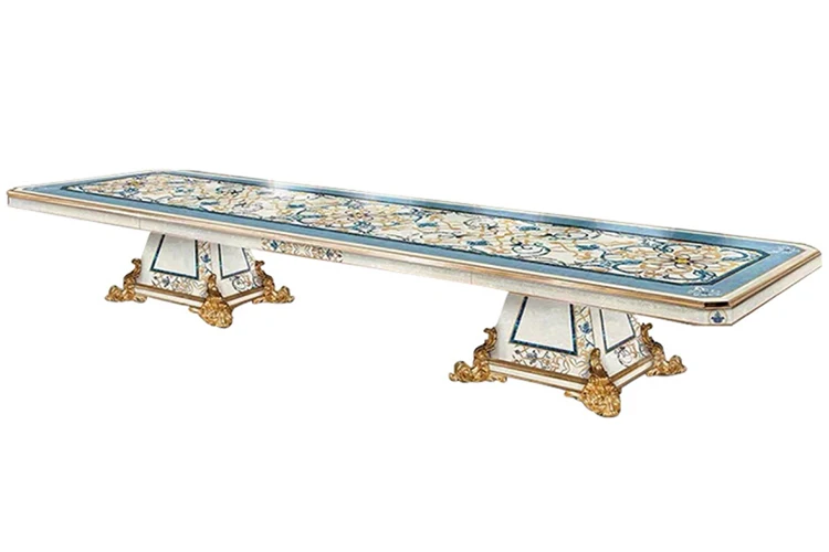 *Very High End Expensive Classic Luxury Wood Round Dinning Table Set Sea Shell French Design Circular Dinning Table