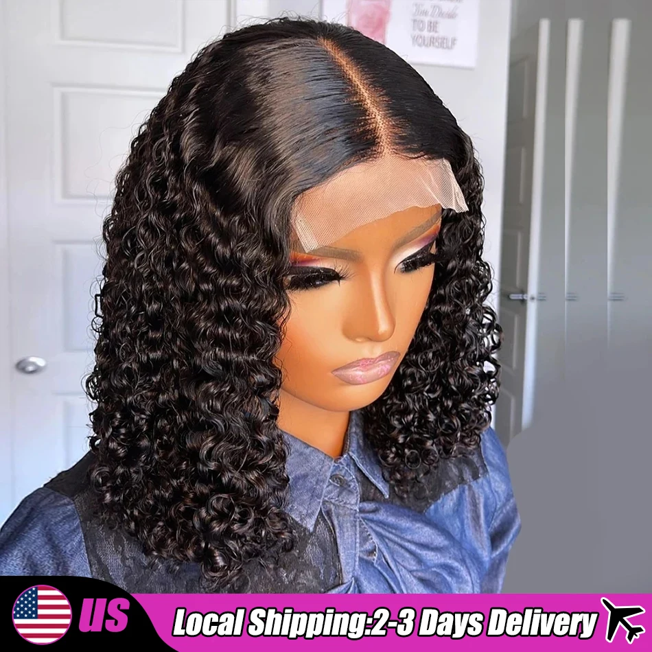 13x4 13x6 Lace Frontal Wigs Brazilian Deep Wave Short Curly Bob Human Hair Lace Front Wigs 5x5 Closure Wig 250% Preplucked