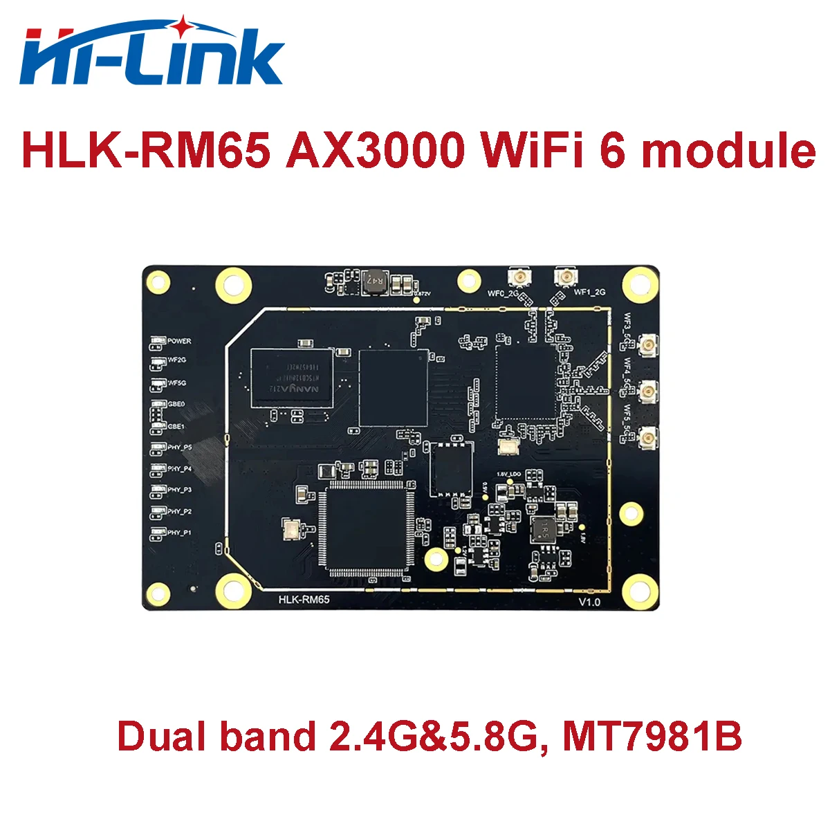 Free Ship Hi-Link Dual Band AX3000 Openwrt MT7981B+MT7976C+MT7531A WiFi 6 Router Module HLK-RM65