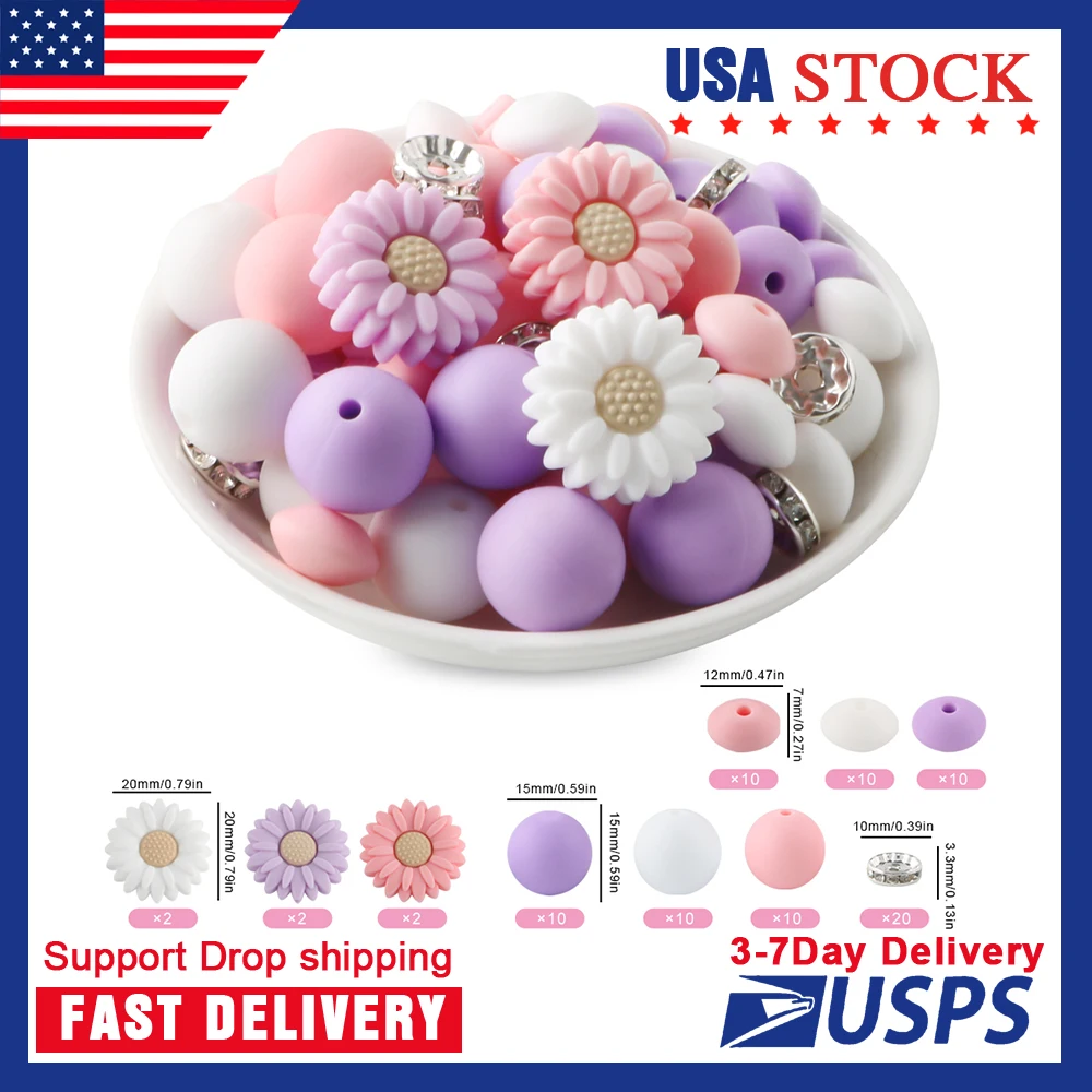 

86cs/lot Silicone Focal Beads（ Local+） DIY Beadable Pen Bracelet Necklace For Jewelry Handmade Accessories