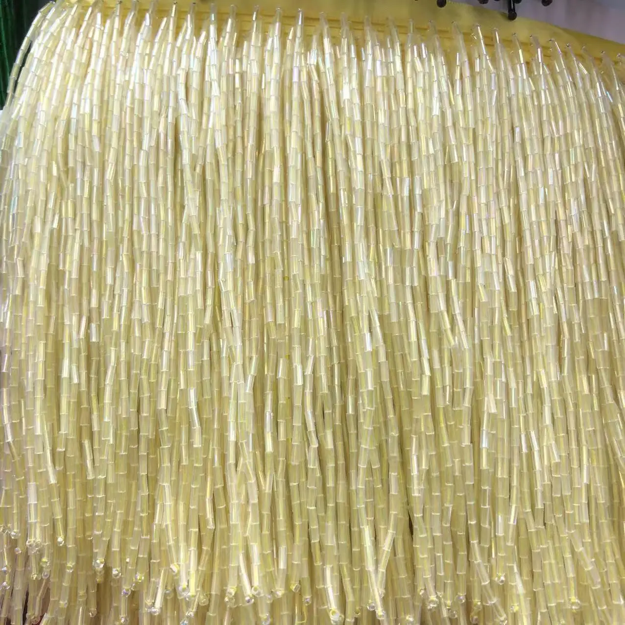 2Yard Tube beaded tassel lace trim handmade beaded dress trim clothing patch
