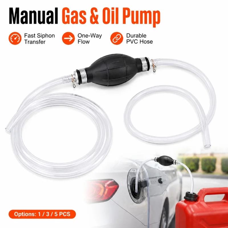 1/3/5PCS 2M Hand Siphon Pump Manual Fuel Transfer Pump for Gasoline Diesel Oil Water with PVC Hose for Car Motorcycle Generator