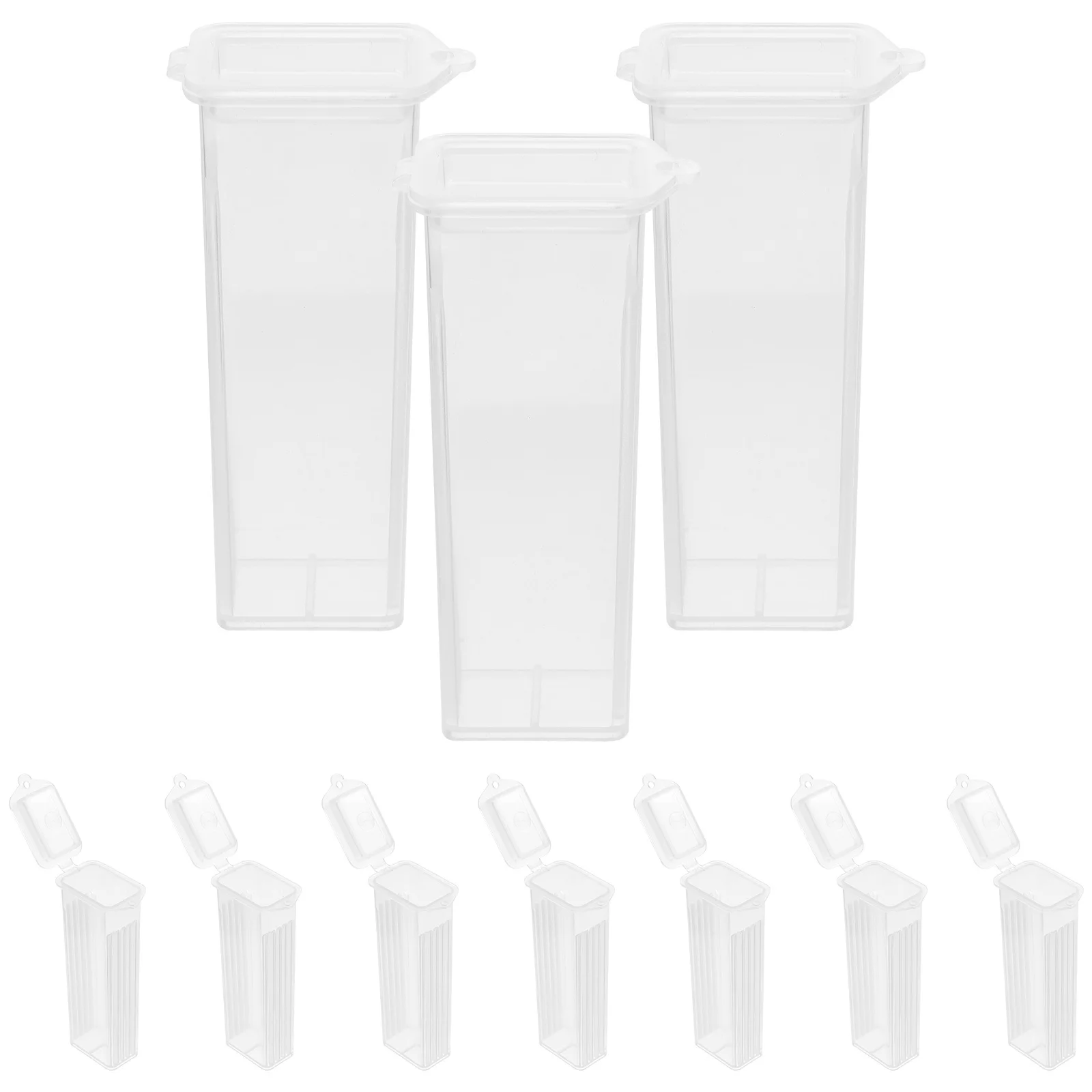 10 pcs : Clear Pp Microscope Slide Storage Case With Slotted Channels For Easy Removal Secure Specimen Holding Lab