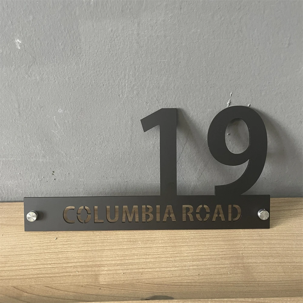 Personalized Contemporary House Sign with 5mm Cut Acrylic Modern House Numbers, Door Number Plaque, Street Name Waterproof Plate