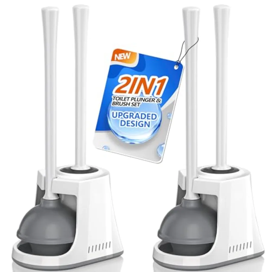 

Toilet Plunger and Brush Bowl Brush and Heavy Duty Toilet Plunger Set with Ventilated Holder 2-in-1 Toilet Brush and Plunger Co