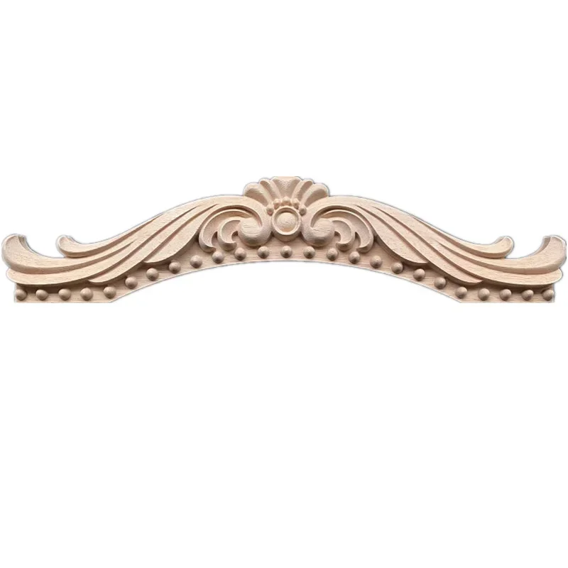 45-55cm Wood Applique Onlay Wood Decal Frame Decoration Retro Antique European Wooden Long Floral Large Wooden Furniture Doors