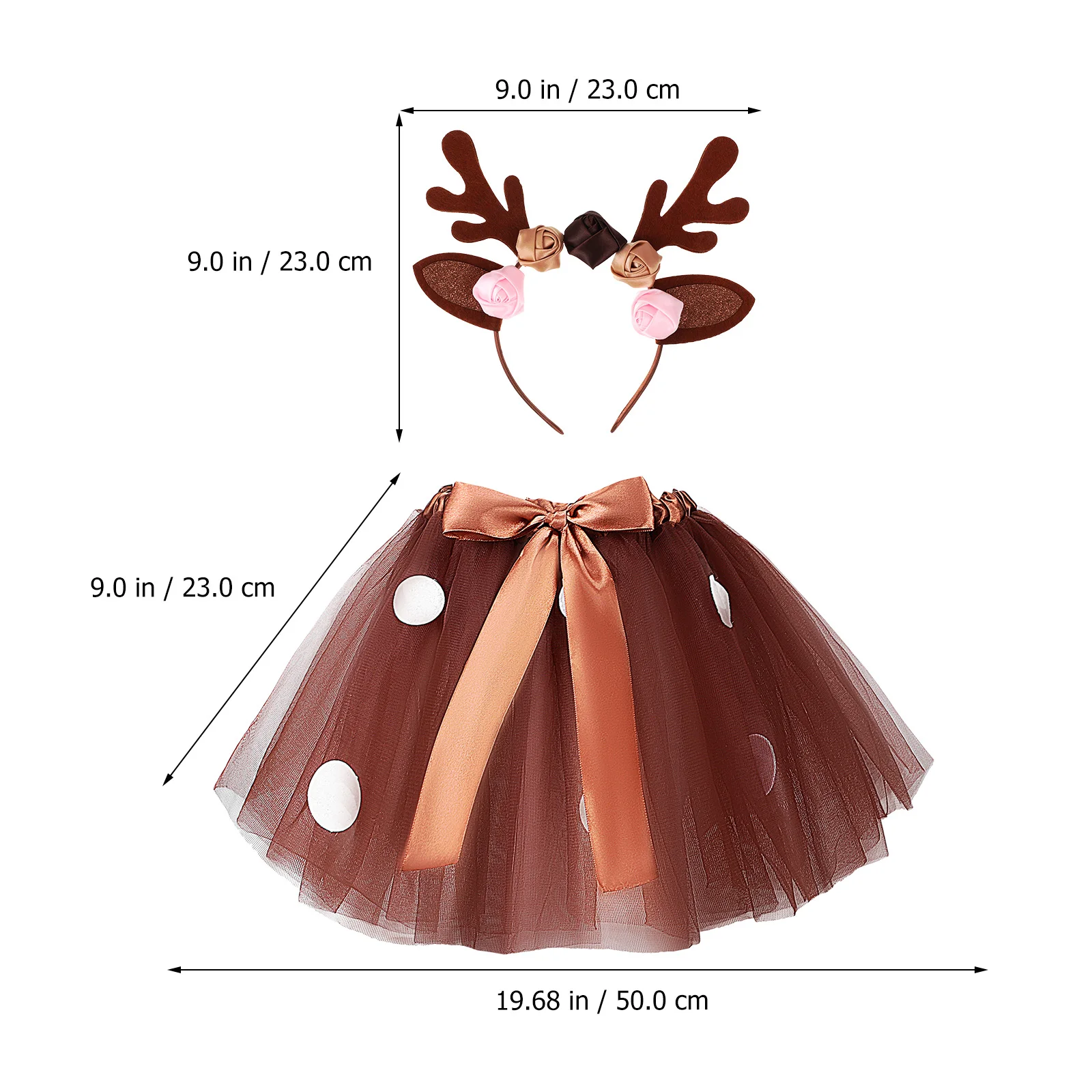 

1 set Deer Set For Girls Soft Polyester Animal Outfit With Antler Headband Tutu Skirt Christmas Party Dance Cosplay Costume For