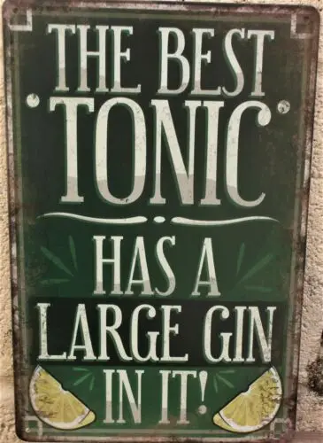 Gin tonic metal sign tin plate poster vintage cafe pub bar garage poster retro