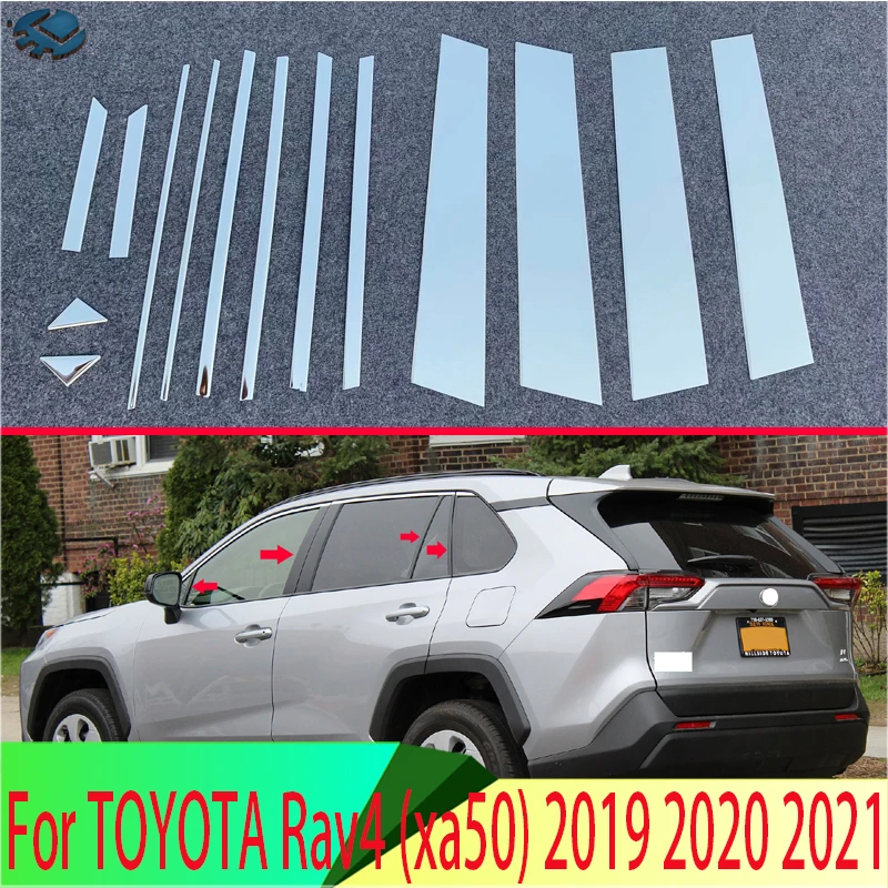 Decorate Accessories Stainless Steel All Car Window Column Trim For TOYOTA Rav4 (xa50) 2019-2024