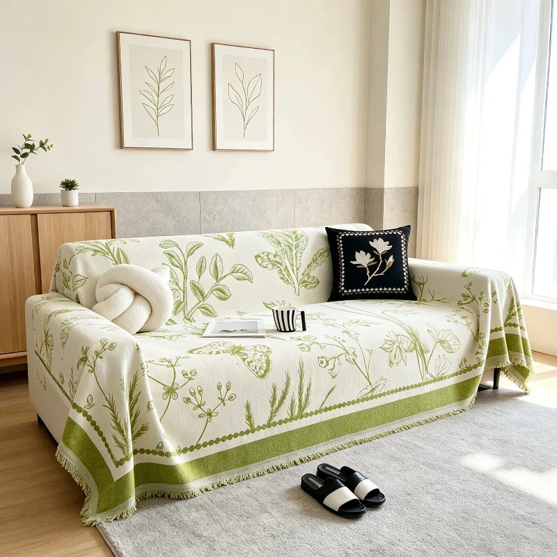 Pet Friendly Chenille Sofa Towel Thick Anti‑Scratch Non‑Slip Couch Pad Dustproof Sofa Protector for Living Room Home Use