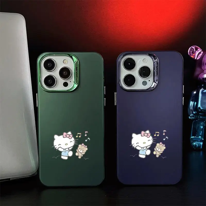 Sanrio Hello Kitty for Apple Iphone 16 15 14 13 12 11 XS XR X Pro Max Plus Lovely Anti Fall Measures Shockproof Green Case