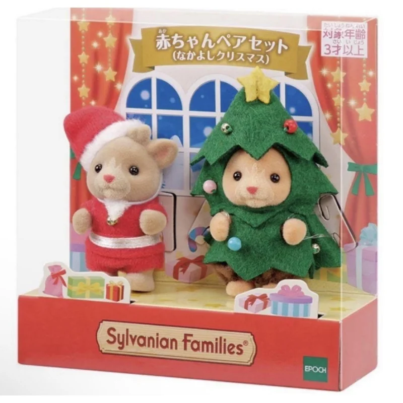 Original Sylvanian Christmas Limited Dress Up Set Anime Kawaii Figure Collectible Doll Birthday Gift Kids Toys Christmas Gift