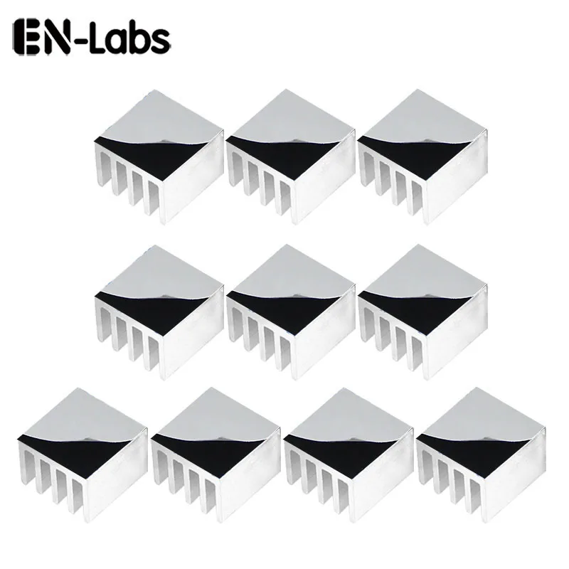 En-Labs 10pcs Aluminum Heatsink 14*14*10mm Electronic Chip Radiator Cooler w/ 9448A Thermal Double Sided Adhesive Tape