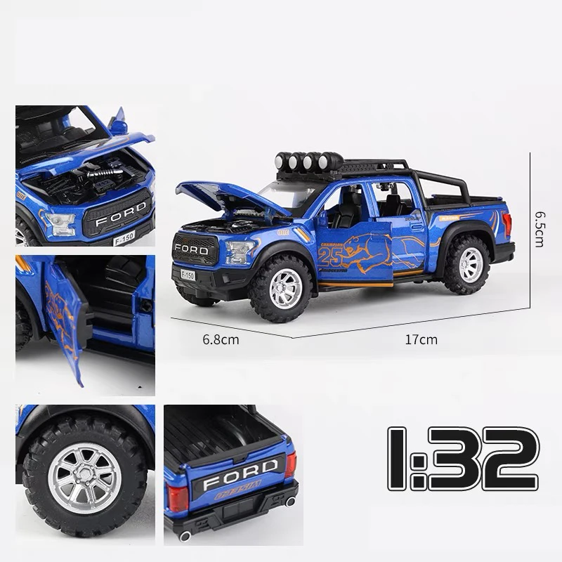 1:32 Ford F150 Raptor Alloy Mini Scale Car Model Diecast Metal Toy Car Vehicles Sound＆Lght Collection Children Birthday Toy Gift