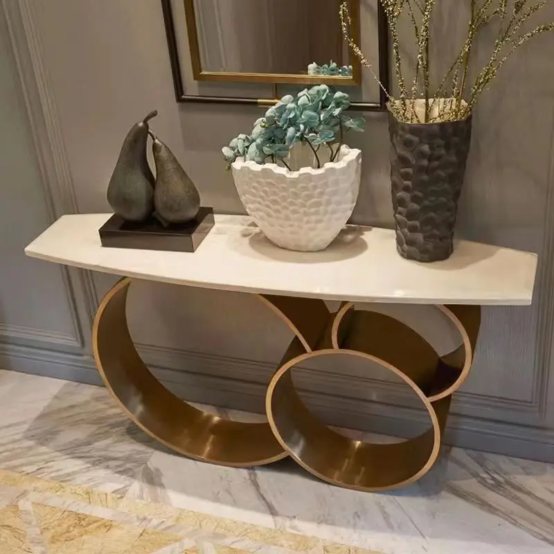 Entrance table against the wall Entry door Corner light luxury cabinet Corridor partition Square marble