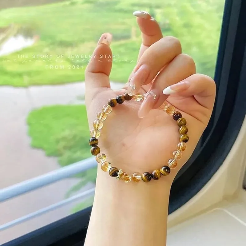 Natural citrine bracelet, women's Huangta crystal niche gift, exquisite and versatile girlfriend jewelry, yellow tiger eye