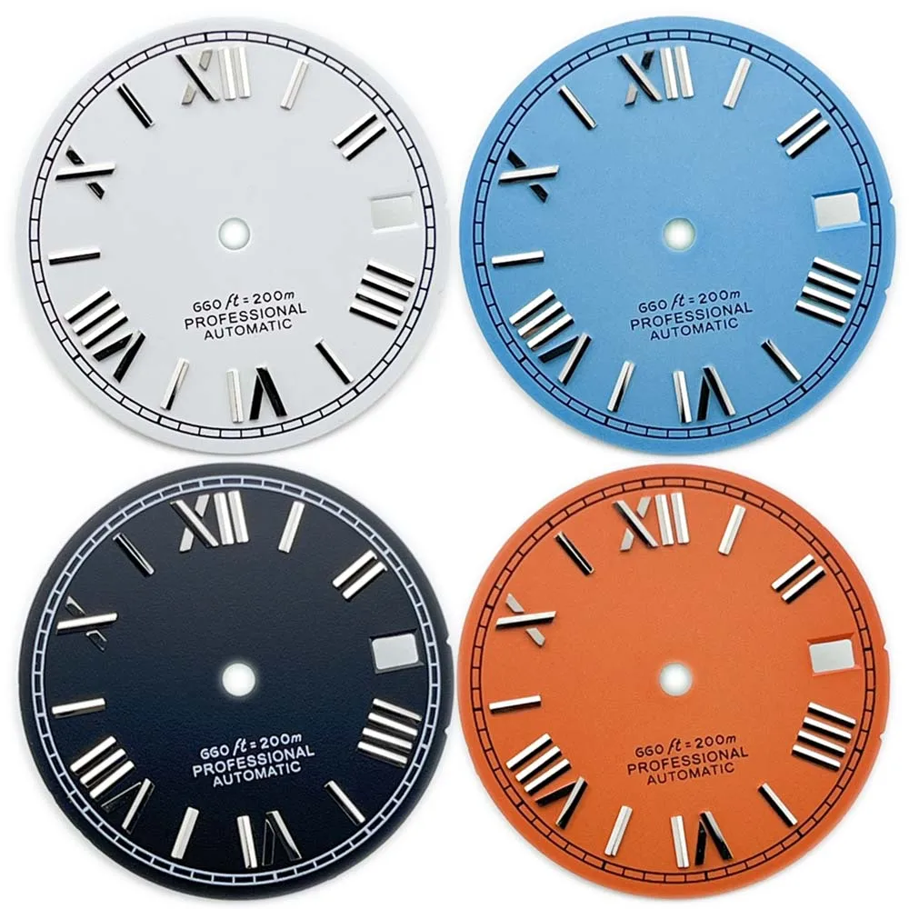 28.5mm NH35 Dial Roman Number Index Single Calendar Solid Color No Luminous Watch Dial for NH35A/4R35 Movement