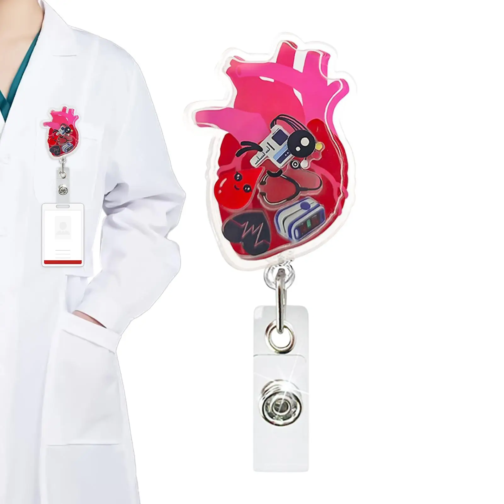 

Badge Clip Id Key Keychain Holder Hanger Organ Shake Toy Retractable Clip For Staff Workplace School Conference Nurses Doctor