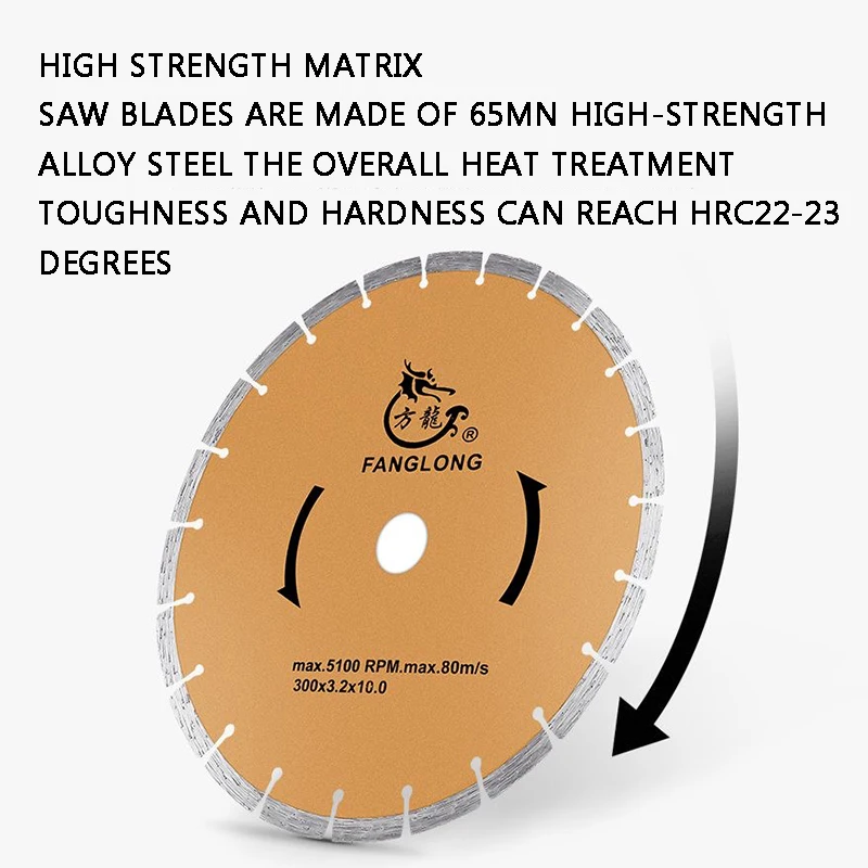 12 Inch 300MM Diamond Saw Blade Granite Marble Concrete Road Stone Cutting Disc for Cement Grooving Work