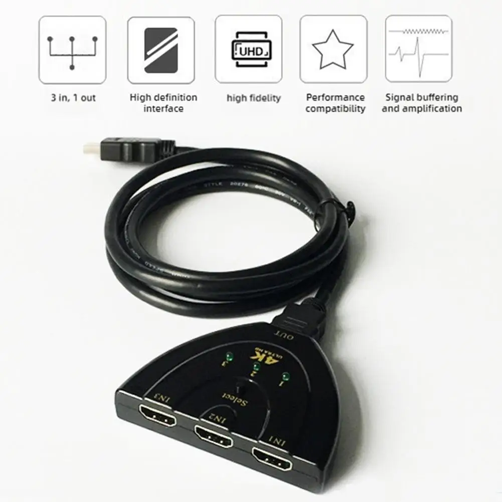 HDMI-kompatibel Switch 4K 30hz 3D Mini 3 Port 1,4b 4K Switcher Splitter 1080P 3 in 1 out Port Hub für DVD HDTV PS3 PS4