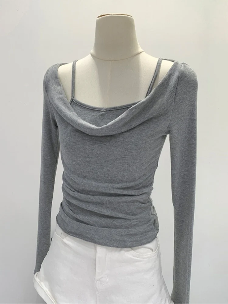 

Long Sleeve T-Shirts Women Cotton Mesh Slim Fit Comfortable Street Chic Minimalist Breathable Travel Daily Relaxed Casual Spring