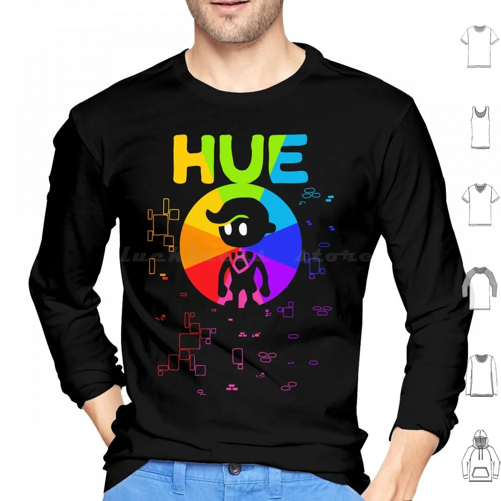 Hue-Color Ring Sudadera con capucha de algodón de manga larga Hue Indie Game Indie Game Indy Videojuego Platformer Nerd Colores Colores