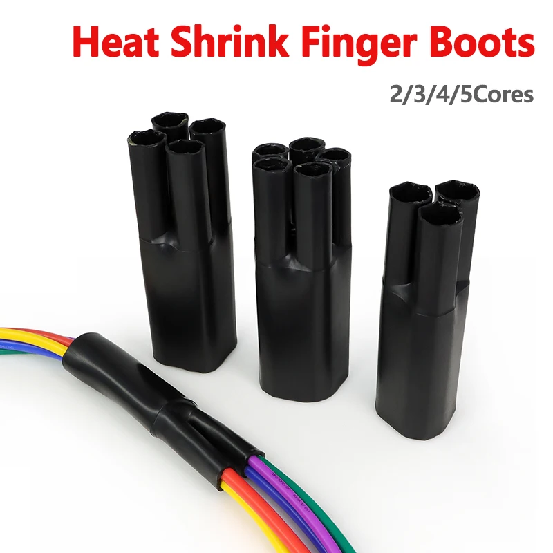 1pcs 2:1 Heat Shrink Finger Boot 2/3/4/5Cores Hot Melt Adhesive Lined Waterproof Insulation Cable Heat Shrink Breakout Boots
