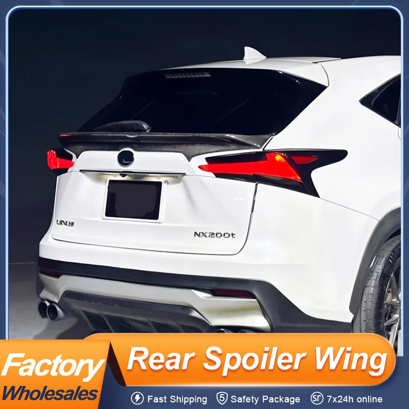 

For Lexus NX200 NX300 2017 18 19 20 Rear Middle Trunk Lid Ducktail Lip Spoiler Wing ABS Plastic Black Carbon Color Accessories