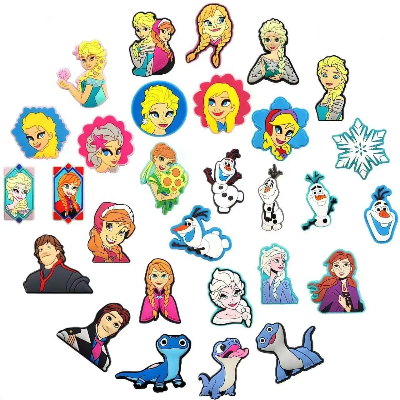Mesuca Ice Princess Cartoon Elsa Shoe Charms PVC Removable Clog Shoe Decoration Character Shoe Buckle DIY Sandals Ornament