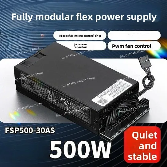 500W 1U Platinum Flex ATX Power Supply Full Modular for ITX Mini PC NAS with Custom Sleeved Cables High Efficiency
