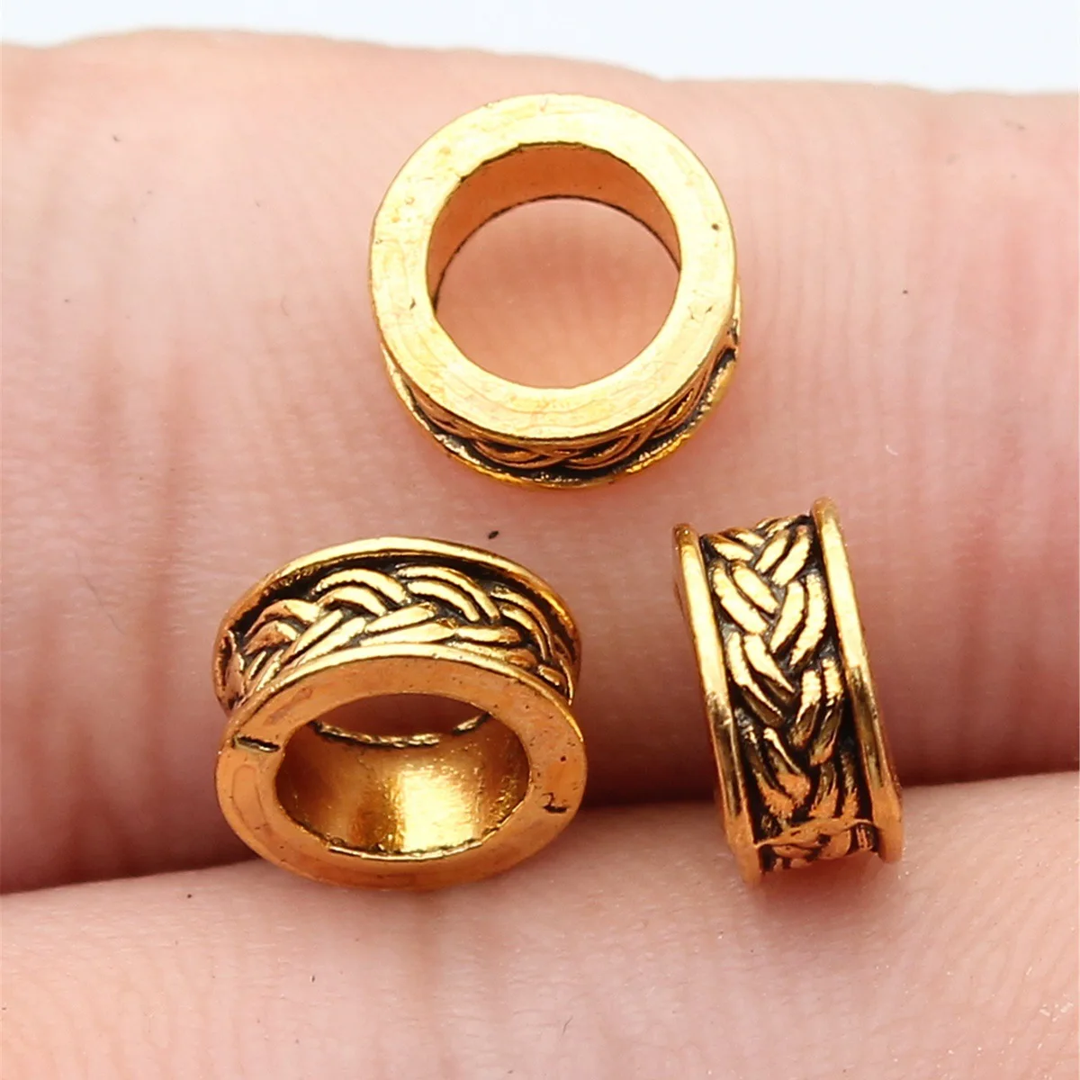 40pcs 9x9x4mm(0.35x0.35x0.16inch) 2 Colors Big Hole Spacer Beads Charms Bulk DIY Jewelry Accessories