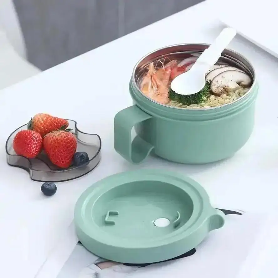 2026 450ml Stainless Steel Food Insulation Bucket Portable Folding Tableware Student White-collar Lunch Box Sealed Leak-proof