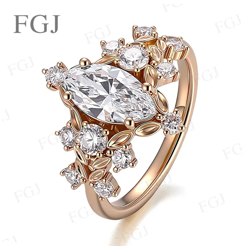 925 Sterling Silber Moissanit Jubiläumsringe für Frauen Marquise-Schliff Ehering für Freundin Versprechensring Feiner Schmuck – Detail 5