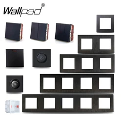 Wallpad S6 1 2 3 Gang Intermediate Cooker AC Switch Brushed Plastic DIY Free Combination Black Wall Light Switch LED Dimmer