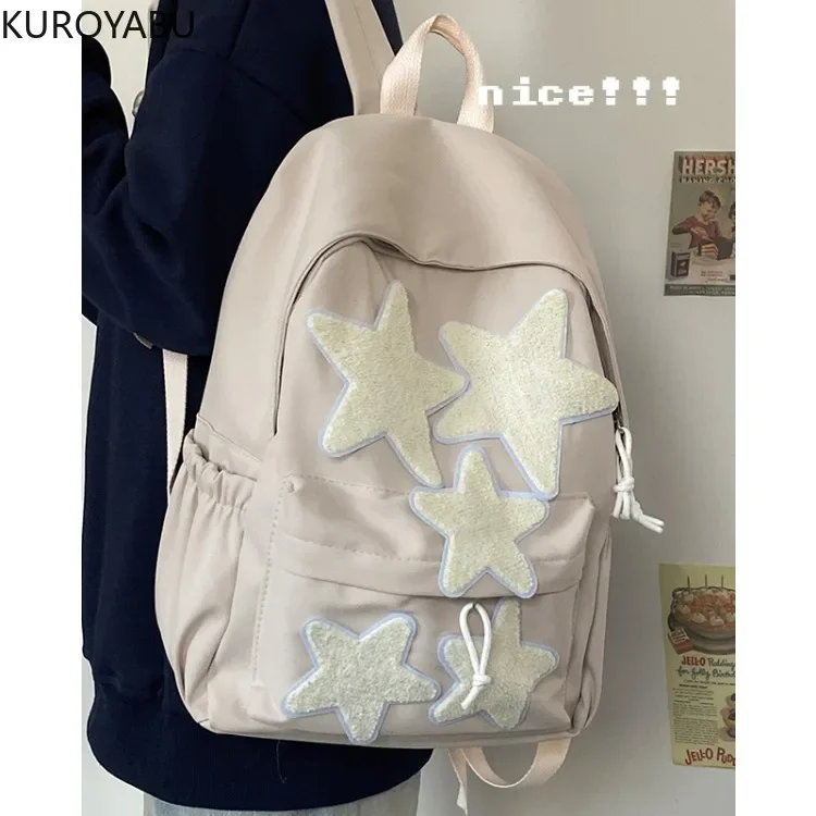 Y2k Women Backpack Large Capacity Nylon Casual Star Kawaii Back Pack Student Backpacks Travel School Bags for Girls Bookbags