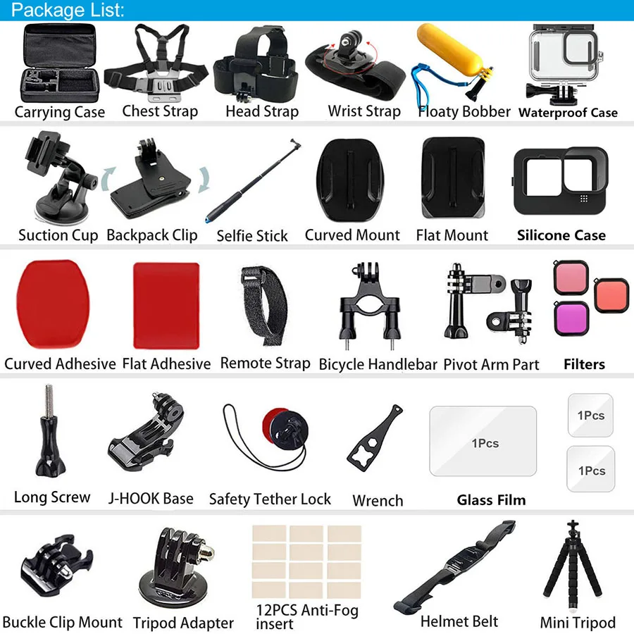 Zubehör-Set für GoPro Hero 13 Black, Tragetasche, wasserdichtes Gehäuse, Stativ-Set für GoPro Hero13 – Detail 4