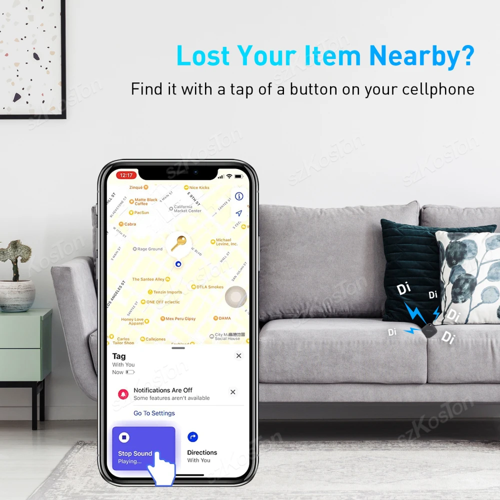 Compatível com Bluetooth Pet GPS Tracker, Smart Tag, Mini Dispositivo Anti-Perda para Wallet Kids e Dog, Key Finder, Apenas IOS, Find My App
