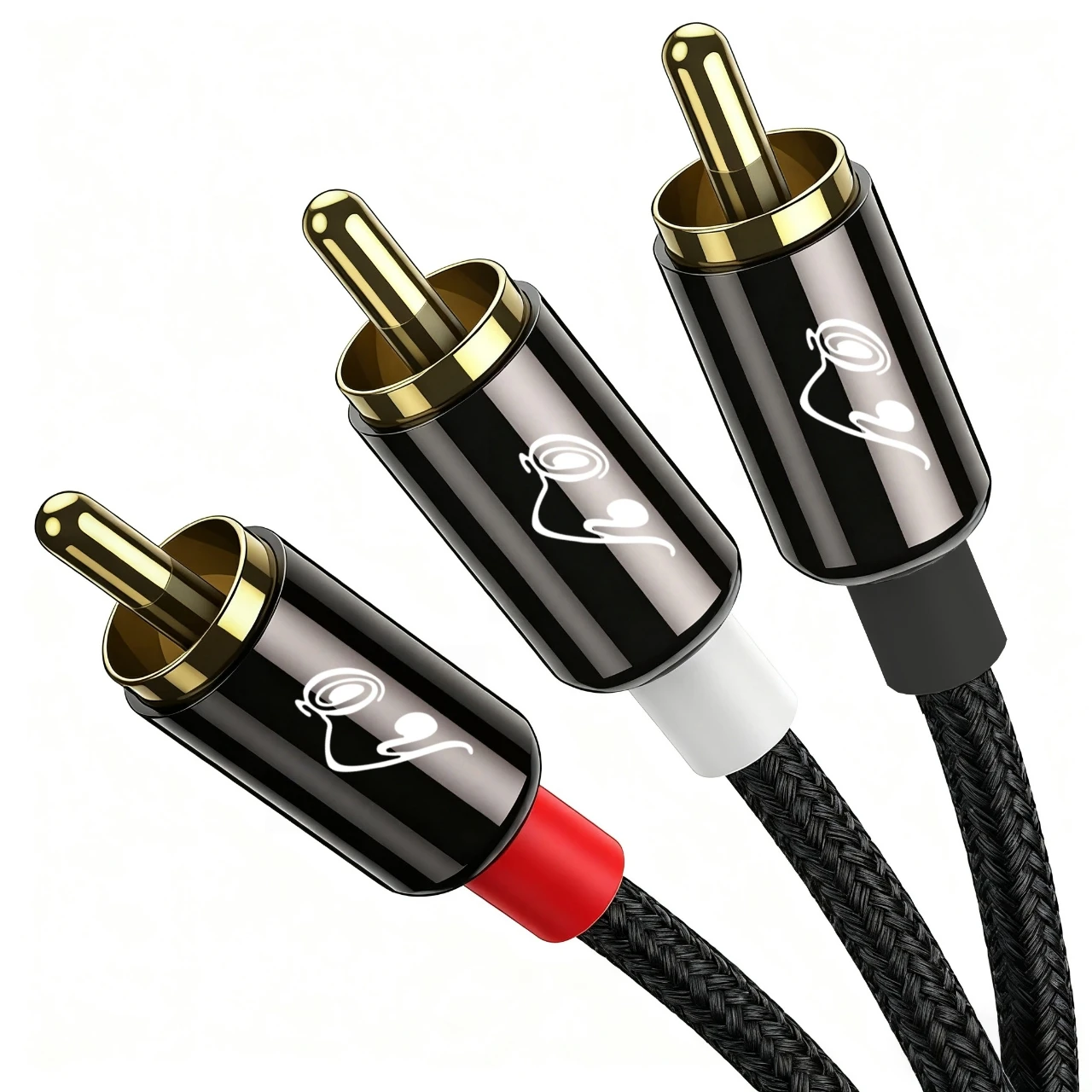 RCA Y-Adapter, 1 Stecker auf 2 Stecker, kurzes Y-Splitter-Digital-Stereokabel für Subwoofer/Heimkino/Hi-Fi – doppelt geschirmt, 24K Gold