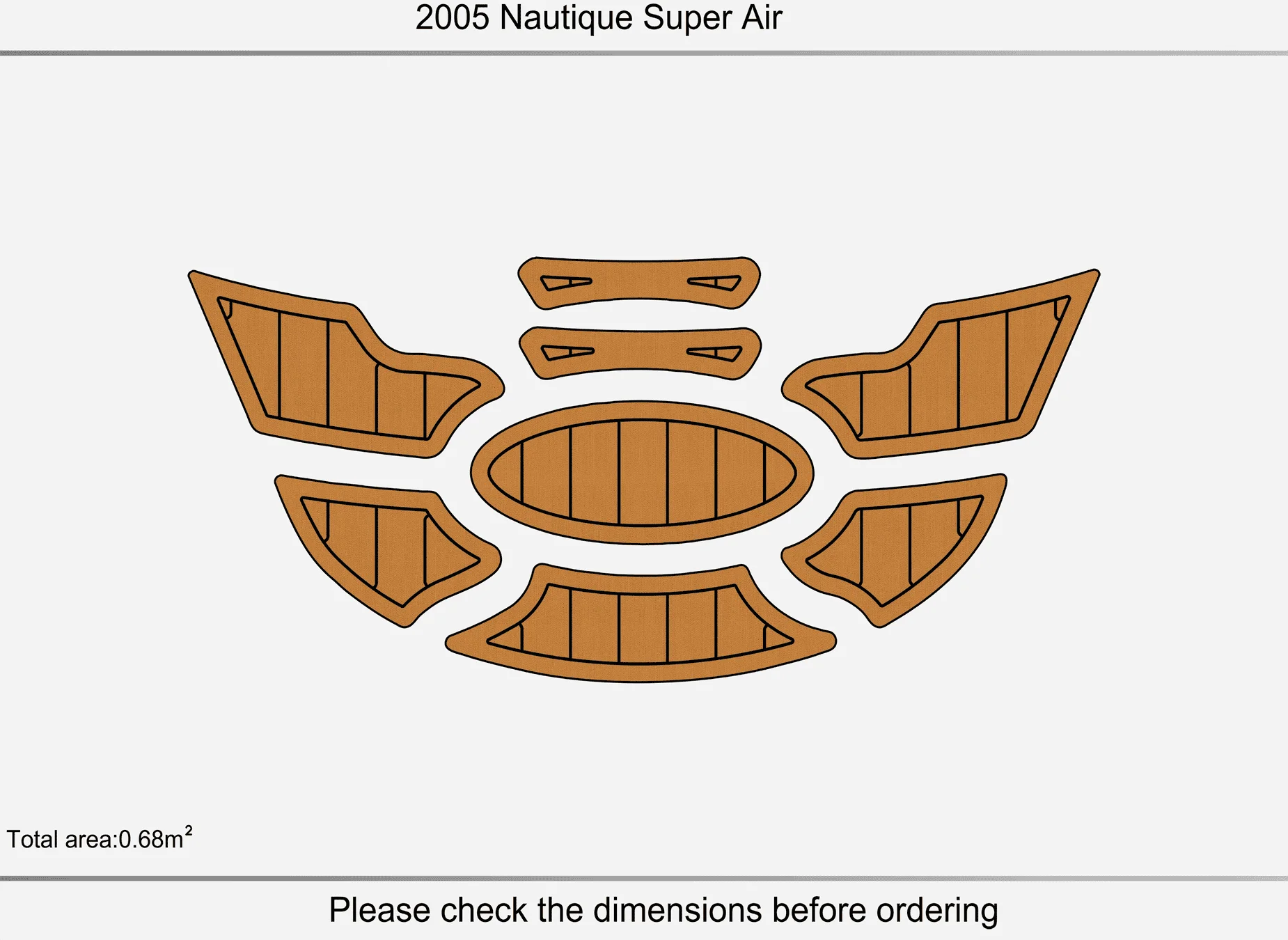 Marine Faux Teak EVA Non-Slip Mat- 2005 Nautique Super Air Self-Adhesive 1/4