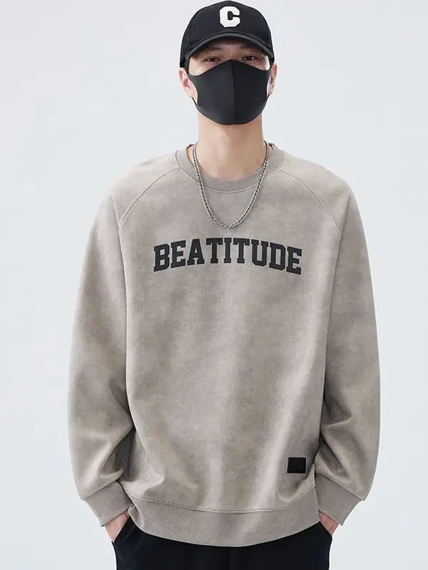 

Faionable Long Sve Crew Ne Base irt Внутренняя одежда Толстовка Модная молодежная повседневная мужская футболка свободного кроя на подкладке Fce