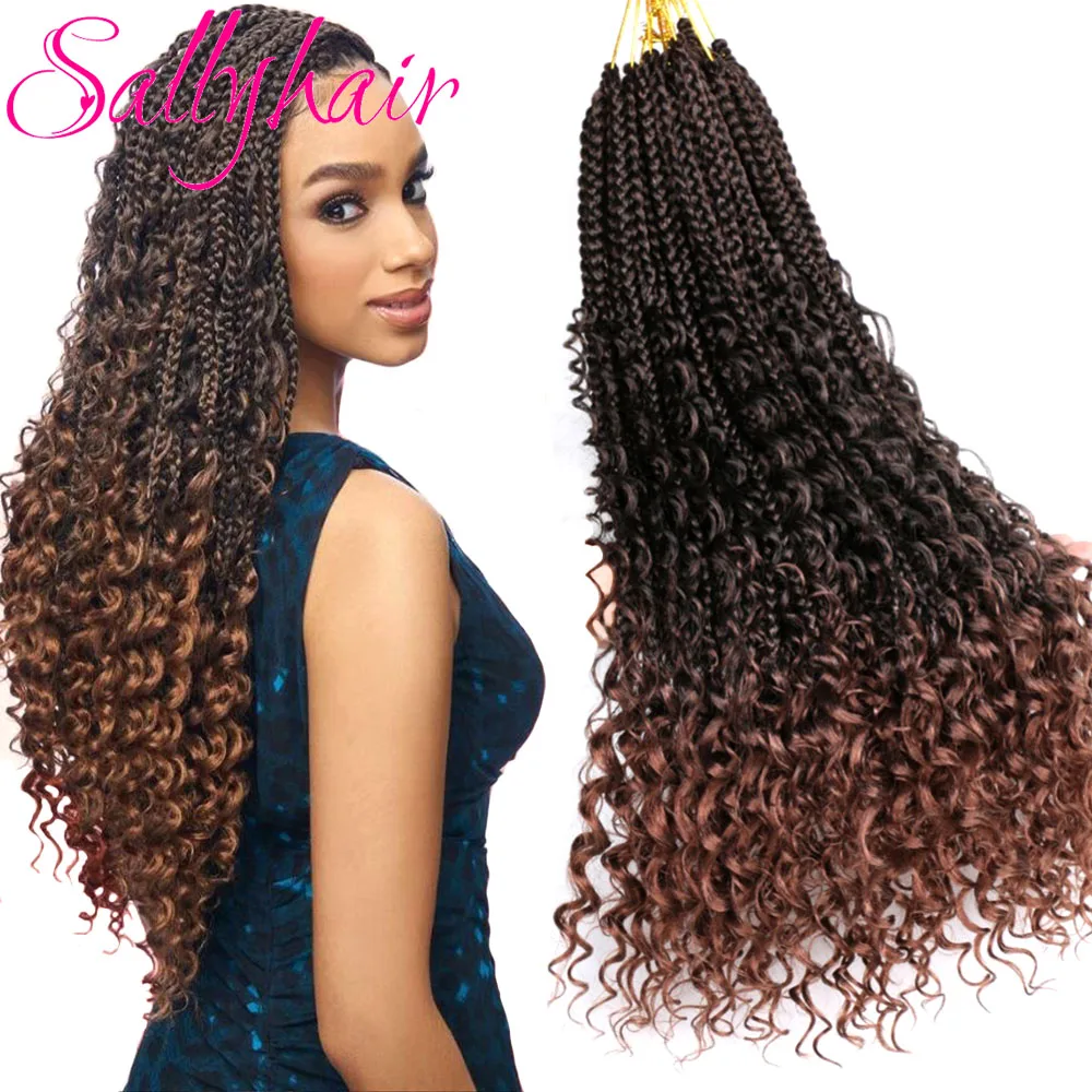 

Косички Sallyhair в богемном стиле для наращивания, синтетические кудрявые накладные волосы с косичками, коричневые косички с эффектом омбре