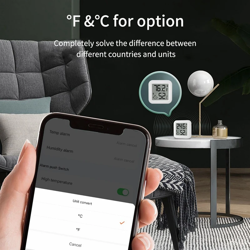 مستشعر كاشف درجة الحرارة والرطوبة Zigbee الذكي ، التطبيق ، المراقبة في الوقت الحقيقي ، شاشة LCD ، أعمال Diaplay ، أبيض ، مجموعة واحدة