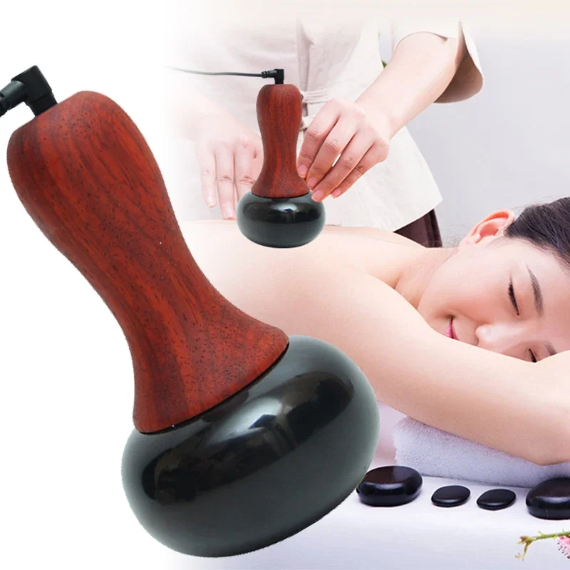 Hot Stone Electric Gua Sha Massager Natural Stone Needle GuaSha Scraping Back Neck Face Massage Relax Muscles Skin Lift Spa