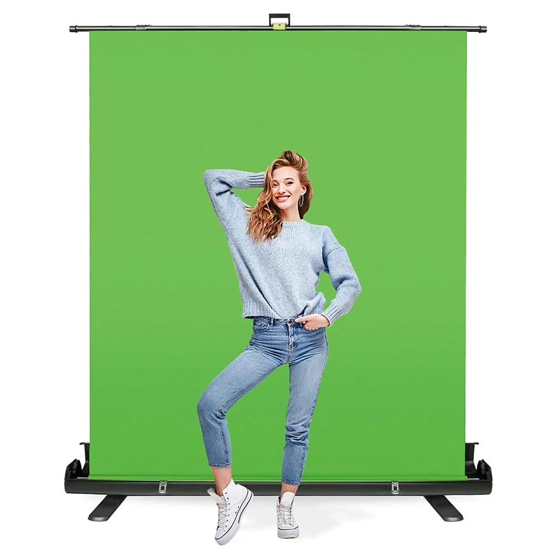 Green Screen Backdrop Collapsible Chroma Key Panel Background Wrinkle-Resistant Chroma-Green Fabric for Photography Video