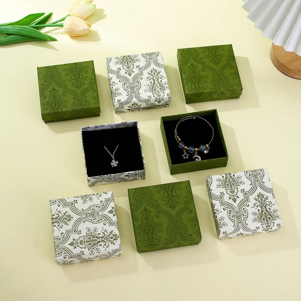 Bow Gift Box for Cardboard Jewelry Ring Necklace Bracelets Earring Gift Packaging Boxes with Sponge Inside Rectangle