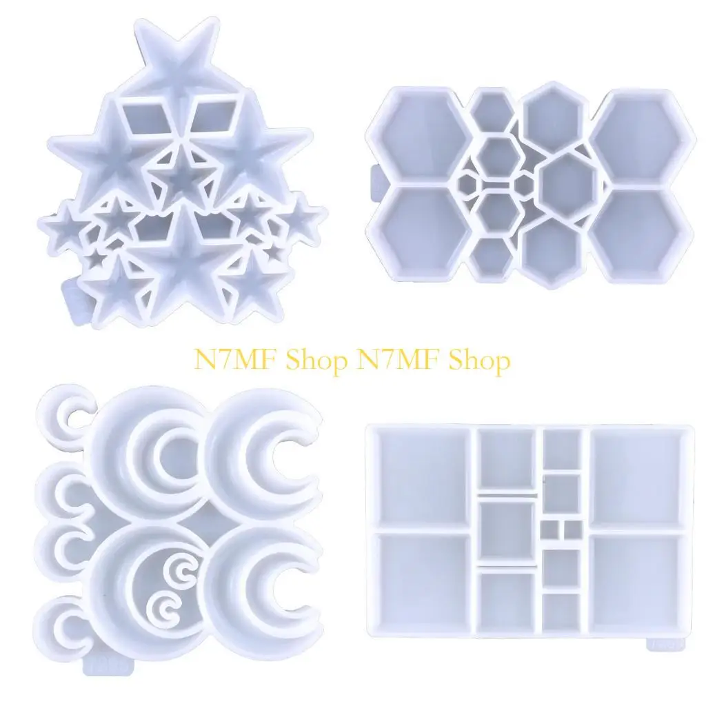 

N7MF Silicone Necklace Accessories Mold Resin Mold with Hanging Hole Epoxy Resin Jewelry Making Mould Hand Tool